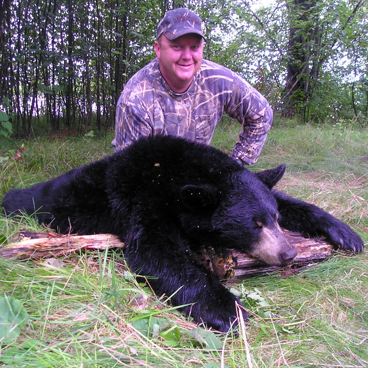 black bear with a bear hunter in WI